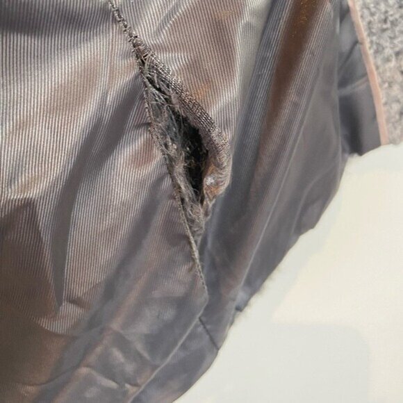 Vince Camuto Wool Blend Women's Jacket Size S Faux Leather Sleeve Mock Neck Gray - Picture 11 of 13